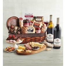 Gourmet Specialty Snacks Basket with Wine