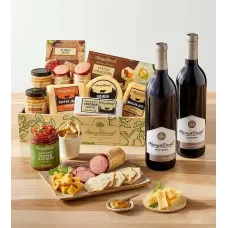 Supreme Meat and Cheese Gift Box with Wine - 2 Bottles