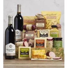 Ultimate Meat and Cheese Gift with Wine - 2 Bottles