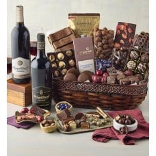 Chocolate Obsession Gift Basket with Wine