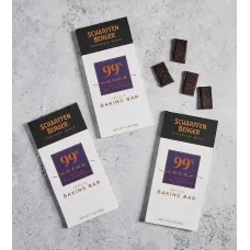 Scharffen Berger 99% Cacao Unsweetened Dark Chocolate Baking Bars - 3 Pack