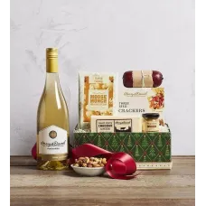 Holiday Snack Gift Box with White Wine