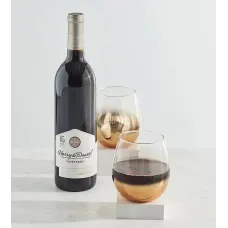 Amber Wine Glasses with Light Merlot