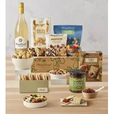 Harry & David Deluxe Gift Box with Sweet and Salty Treats and White Wine