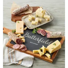 Charcuterie and Cheese Assortment with Personalized Slate and Wood Board