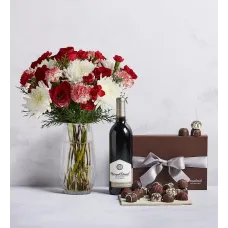 Frosted Gingerbread Bouquet, Chocolate Truffles, and Wine