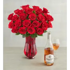 Blossoms & Wine™ - Red Roses and Wine