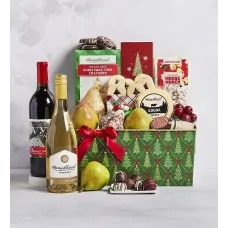 Deluxe Christmas Gift Basket with Wine
