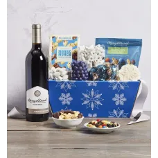 Festive Gift Basket with Wine