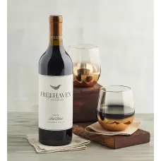 Amber Wine Glasses with Red Wine