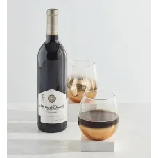 Amber Wine Glasses with Light Merlot
