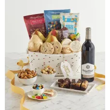 Deluxe Birthday Basket with Red Wine