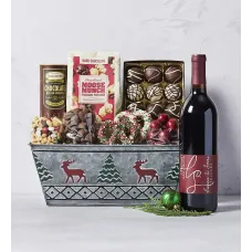 Holiday Sweets Gift Basket with Wine