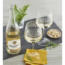 Etched Wine Glass Set and White Wine