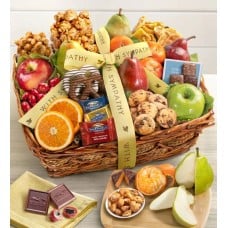 With Sympathy Fruit & Sweets Gift Basket