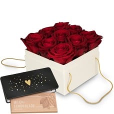Flowerbox Â«VeniceÂ» (15 cm) and Munz bar of chocolate Â«HeartÂ»