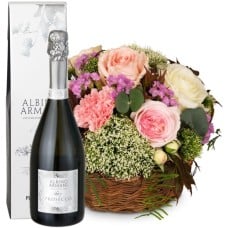 A Basket full of Poetry with Roses and Prosecco Albino Armani DOC (Minimum)