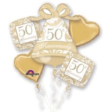 50th Golden Wedding Anniversary Balloon Bouquet