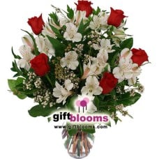 Bouquet of AlstroemeriaAnd  Red Roses Best Day