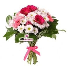 Chrysanthemums And  Gerberas Bouquet Sincere Smile