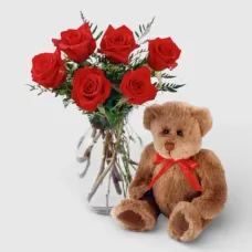 Bouquet of s "I love"& Teddy Bear