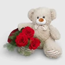 Soft toy "Teddy Bear Toffi with roses"