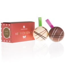 2 chocolate baubles - milky and white