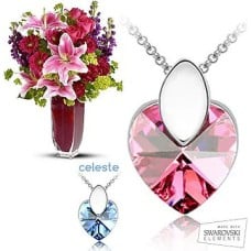 Necklace with Swarovski Elements + Flowers (Classic Composition)