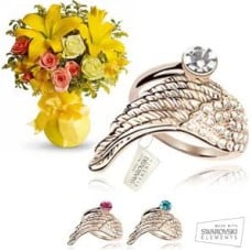 Ring with Swarovski Elements + Flowers (Classic Composition)