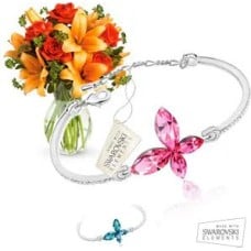 Bracelet with Swarovski Elements + Flowers (Classic Composition)