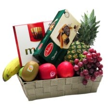 Fruit Basket With Belgian Cookies And Chocolate