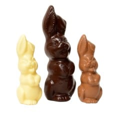Trio Laughing Bunny Chocolate Callebaut 12 Cm And 17 Cm