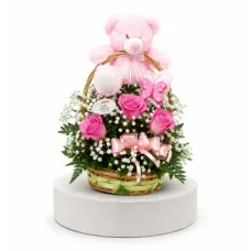 Pink Teddy & Roses
