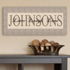 Personalized Grey Live, Laugh, Love Canvas Print