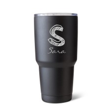 30 oz. Matte Black Brushed Initial Mug