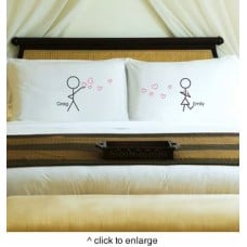 New Couples Stick Figure Pillow Case Set