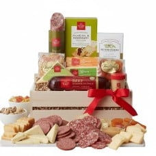 Deluxe Meat And Cheese Wooden Gift Crate