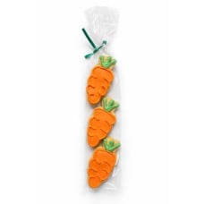 2.5 inch Carrot Cookies- Stacked Set of 3 with Metallic Green Twist Tie