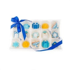 Hanukkah Mini Iced Sugar Cookies -Clear Gift Box of 15 pc