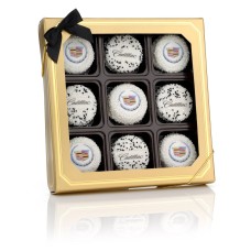 Gold Window Box of 9 Logo/Photo Sandwich Cookies