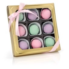 Sweet Pastel Belgian Truffle Cake Bons- Gold Gift Box