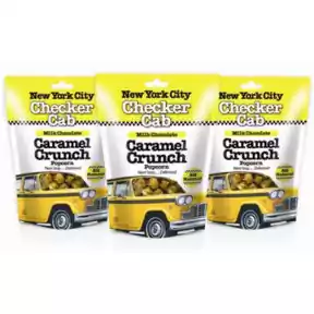 NYC Checker Cab Popcorn -Milk Chocolate Caramel Crunch, 3 Bag Set