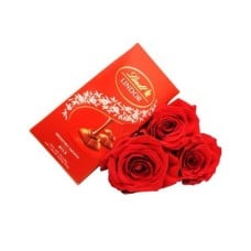 Red roses and Lindt chocolate