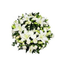 Funeral wreath of lilies and carnations