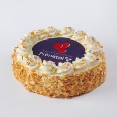 Festive round whipped cream photo cake