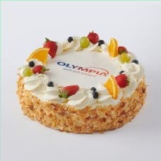 Fruity round whipped cream photo cake