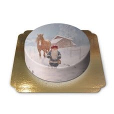 Farm gnome with horse in a snowstorm - Jan Bergerlind (small (18cm (6 pieces))