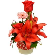 Arrangement with red lily