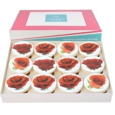 A Dozen Red Rose Cupcakes