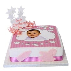 Baby Girl Christening Photo Cake